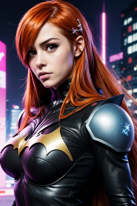 cyberpunk style, anime style,studio anime,highly detailed,kawai vibrant, vector style batgirl