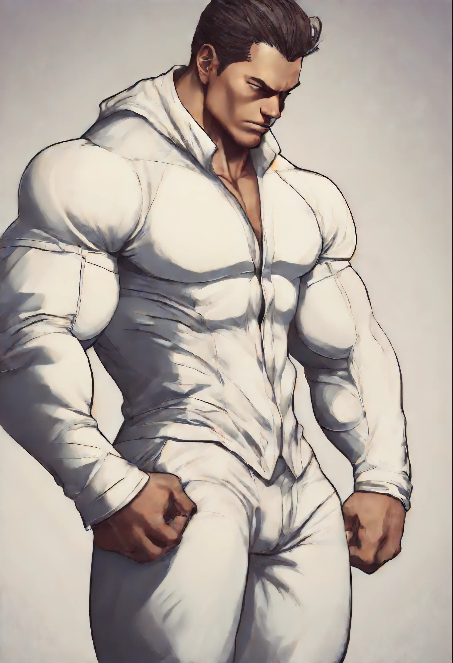 A drawing of a man in a white shirt and white pants - SeaArt AI