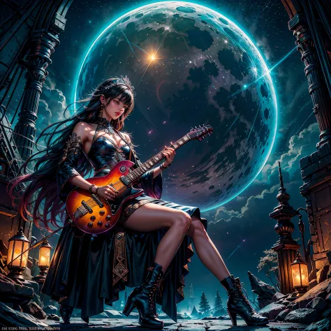 nebulae hyper nebula moonrise epic moonset moonshine loli guitarist guitar loli musician piano exhibitionist unrealengine5 ultra...