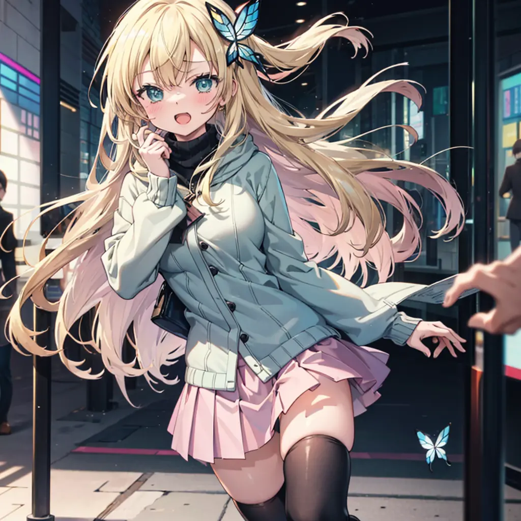 (Best Quality:1.1), (masutepiece:1.4), (absurderes:1.0), Full body,  Walking,
1girl in, kashiwazaki sena, butterfly_hair_ornamen...