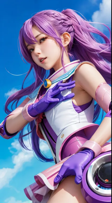 jpn girl with long purple hair and pink gloves, Anime manga robot!! jpn Girl, Kitagawa Ocean Fan Art, (jpn Girl), jpn Moe Art St...