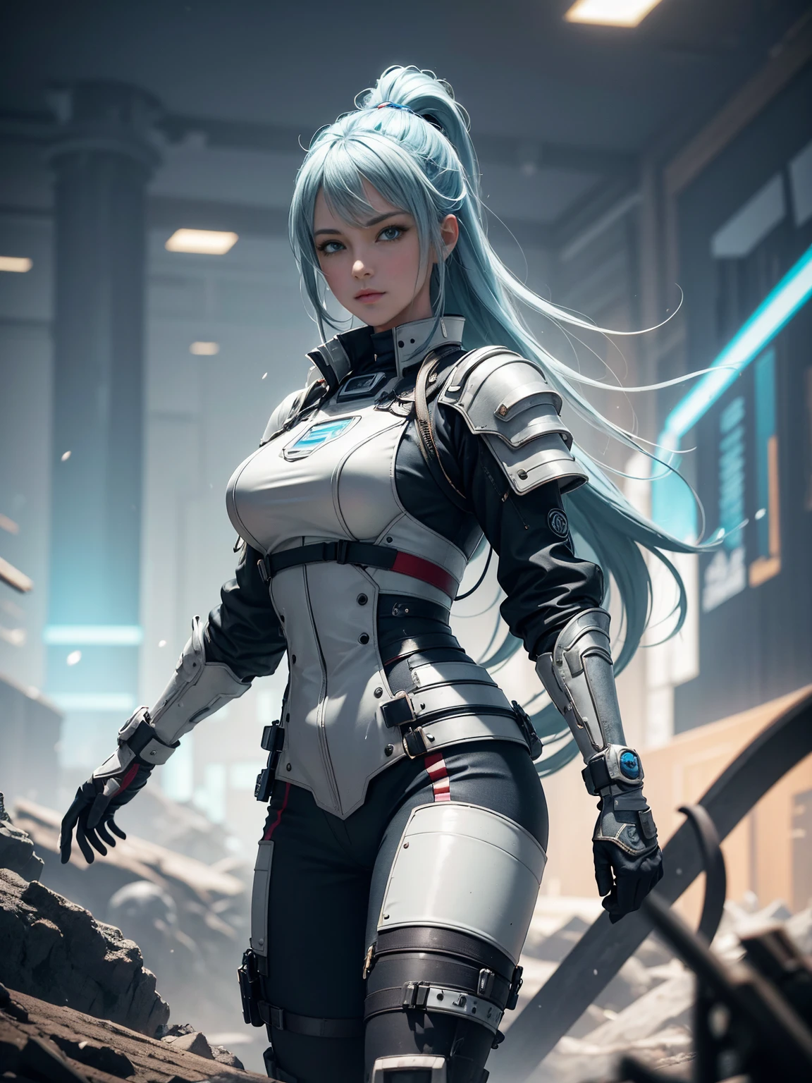 ((Best quality)), ((masterpiece)), (detailed:1.4), 3D, an image of a beautiful cyberpunk female, straight long hair, Ice Blue hair, beautiful blue eyes, detail shot, HDR (High Dynamic Range),Ray Tracing,NVIDIA RTX,Super-Resolution,Unreal 5,Subsurface scattering,PBR Texturing,Post-processing,Anisotropic Filtering,Depth-of-field,Maximum clarity and sharpness,Multi-layered textures,Albedo and Specular maps,Surface shading,Accurate simulation of light-material interaction,Perfect proportions,Octane Render,Two-tone lighting,Wide aperture,Low ISO,White balance,Rule of thirds,8K RAW,
