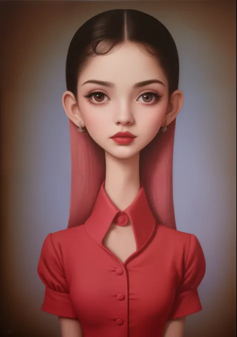 A painting of a girl with a red dress and a tia - SeaArt AI