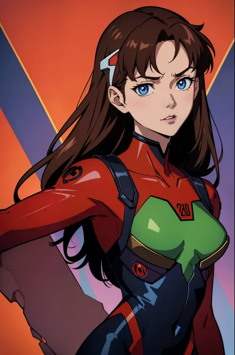  a hero, bodysuit,brown_hair,torn_bodysuit,rebuild_of_evangelion,1 guy,,upper_body,long_hair,skin_tight,hair_down,shiny_clothes,hair_ornament,,red_bodysuit,plugsuit,_background,solo,neon_genesis_evangelion,lips,highres,evangelion:_3.0+1.0_thrice_upon_a_tim...