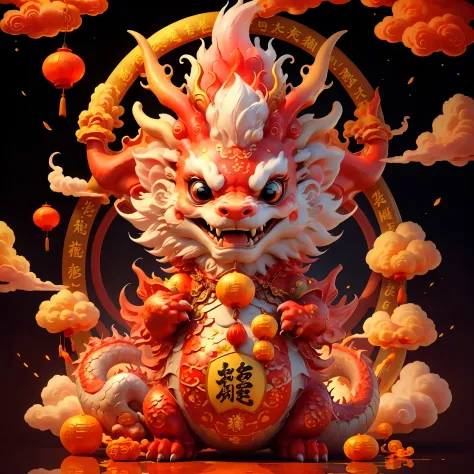 Vietnam dragon，jubilant，background chinese new year flavor，The picture quality is delicate，k hd，The expression is amiable