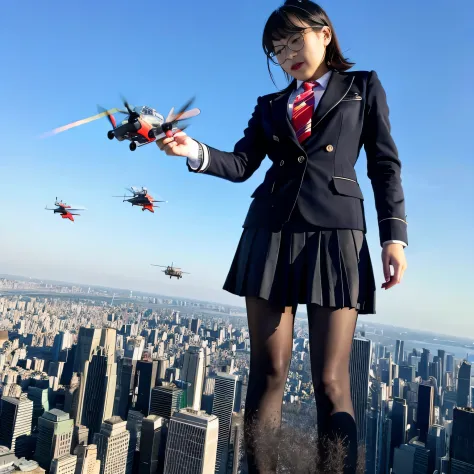 giantess art, surreal high school girl, 非常に詳細なgiantショット, giant, shorthair, a gigantic high school girl that&#39;s much bigger th...