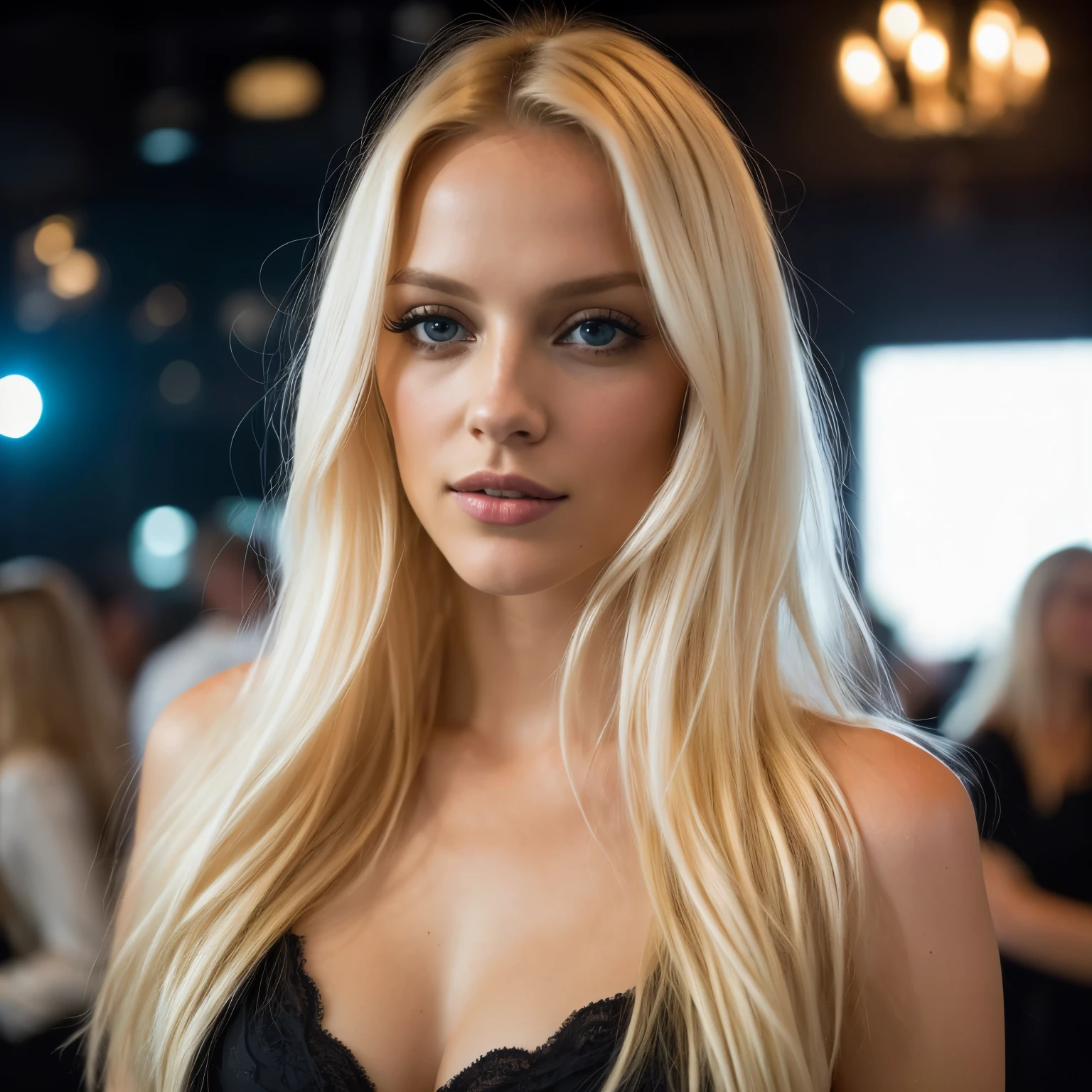 Blonde Woman In A White Folder Posing For A Photo A Portrait Of Seb