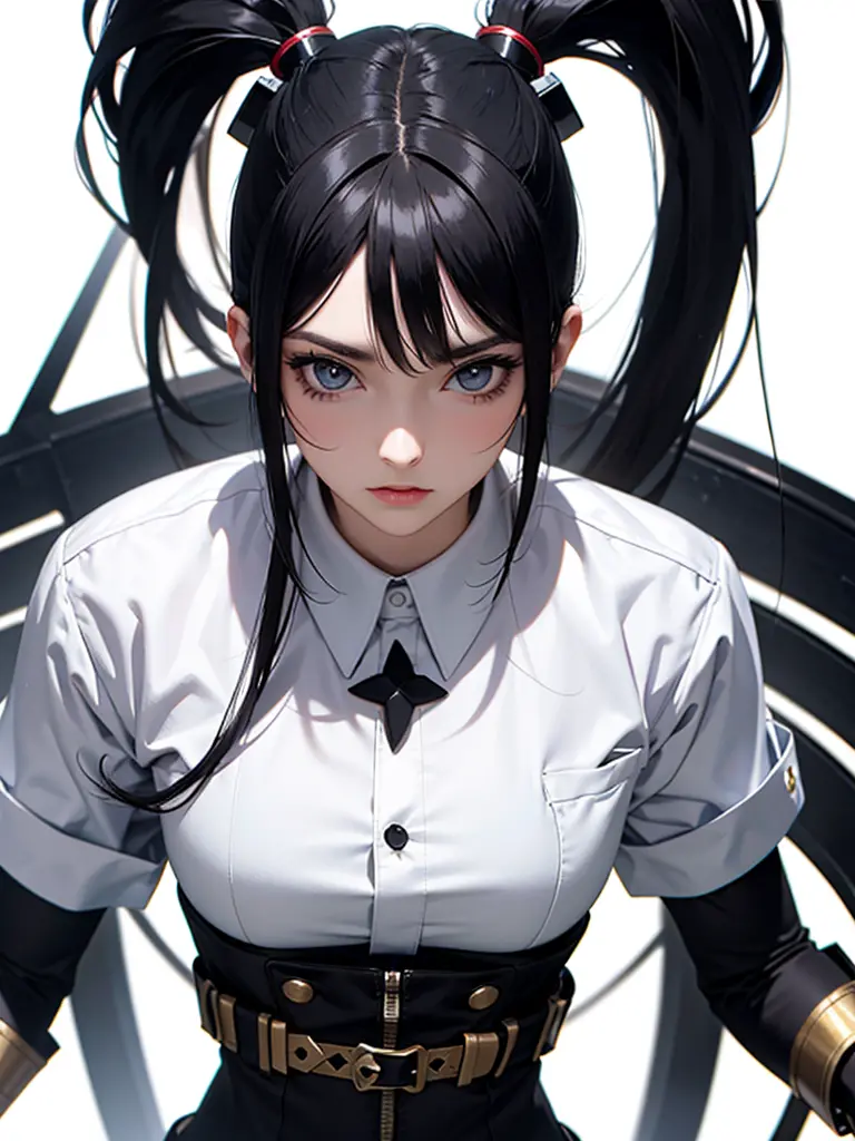 black hair, icon, anime style, masterpiece, extremely detailed, symmetrical, uhd, ultra high resolution, simple background, whit...