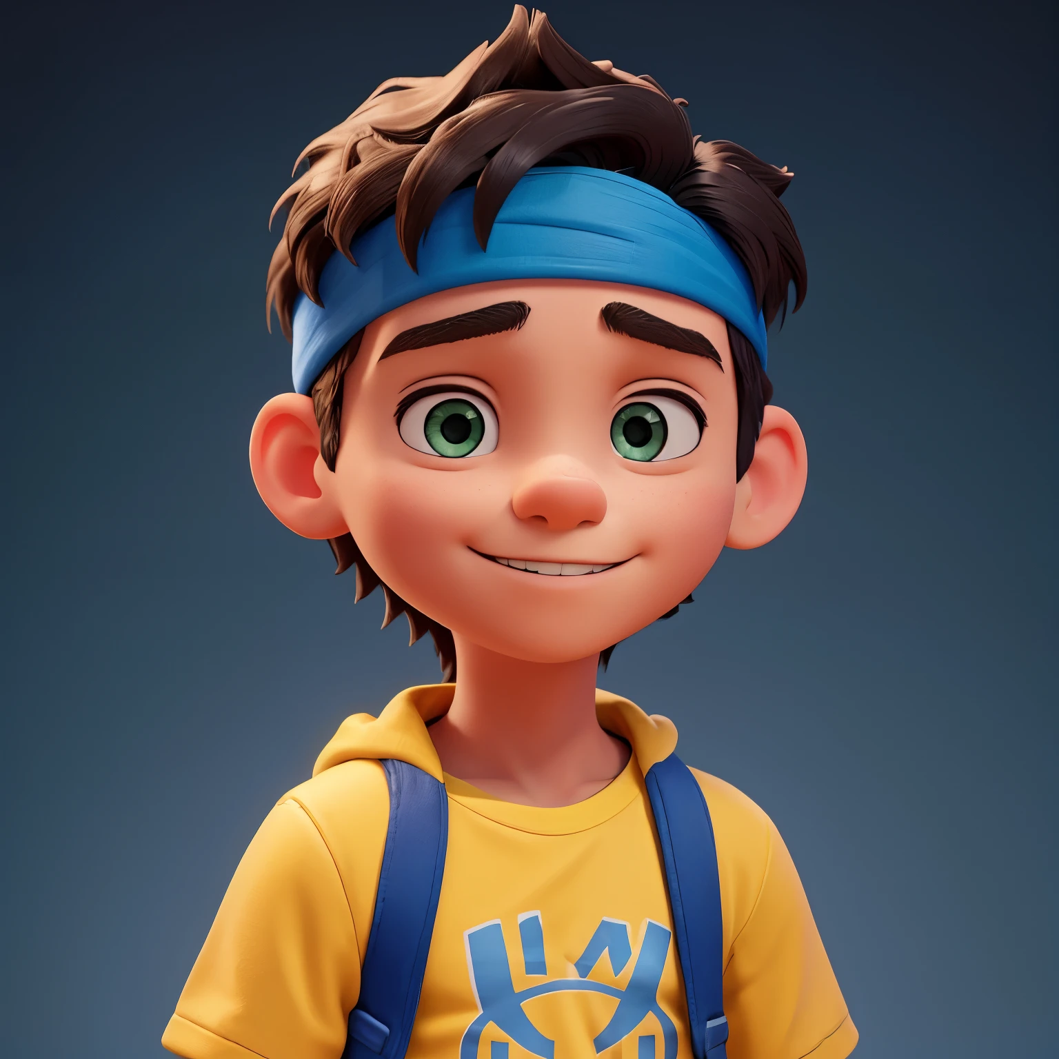 there is a boy with a blue headband on his forgead, wearing yellow jacket black t-shirt under white gradient background , portrait shot 8 k, shot on canon eos r5, shot on canon eos r 5, shot on nikon z9, taken with sony alpha 9, with accurate face, edited in photoshop, shot with sony alpha, taken with canon 5d mk4, captured on canon eos r 6