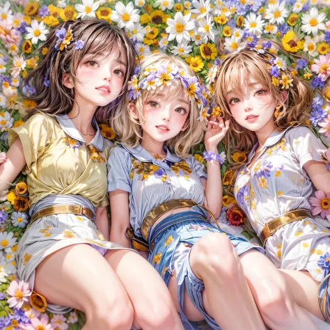 (((4 KAWAII girls laying in a colorful flower space, full of flowers))), ((SFW)), (Acutance:0.8), (Exposed:1.2), (Nipple:-0.9), ...