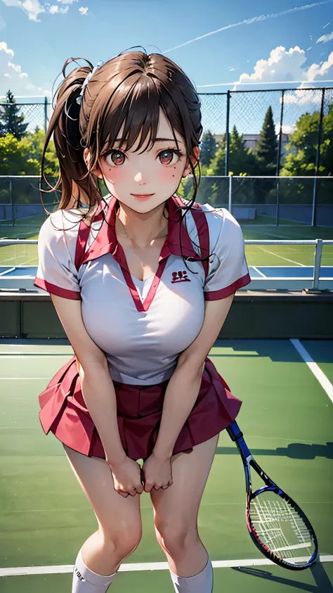 ((perfect anatomy, anatomically correct, super detailed skin)), 1 girl, solo, japanese, 16 years old, tennis player, shiny skin,...
