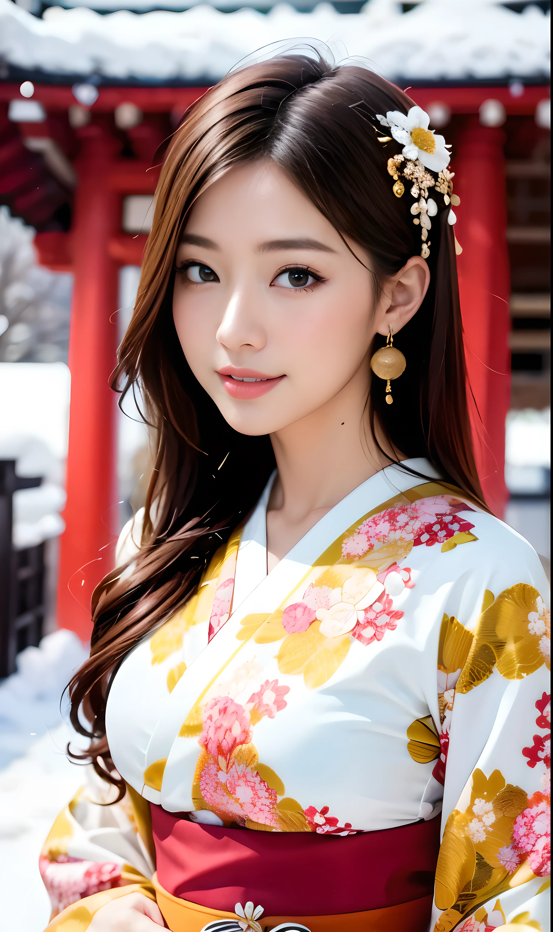 highest quality、Super detailed、very detailedなCG8K、very detailed、beautiful japanese woman、Visit a shrine wearing a kimono、