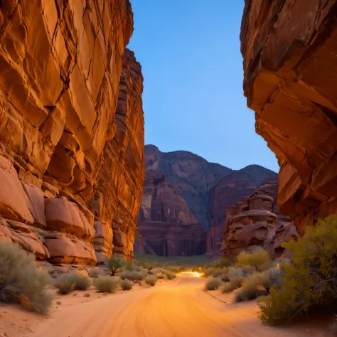 masterpiece, desert canyon, midnight