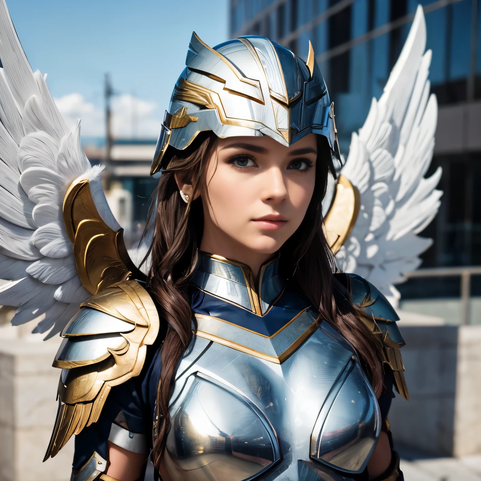 (L1vvydunne:.95), High angle photo of gorgeous young Valkyrie woman in the style of Stefan Costic, realistic skin texture,(winged helmet:1.1), (ValkyrieArmor:1.2), 1 / 2 Body crop, 8 5 mm Art Lens, F 1. 2, sharp focus, 8 K high definition, Extremely detailed, complicated, elegant, Art by Stanley Lau and Artgerm