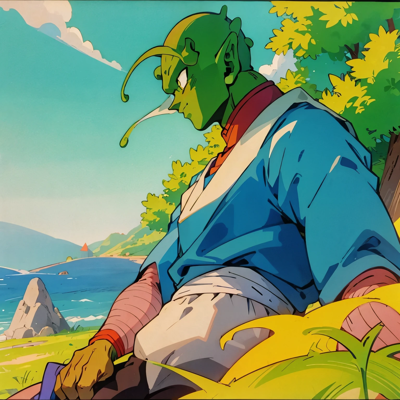 Dragon Ball Z é um personagem de desenho animado com rosto verde - SeaArt AI