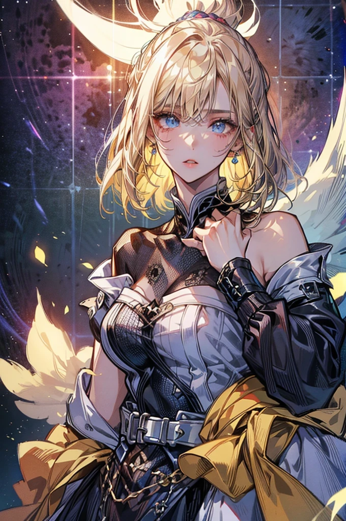 (Official art、Best Quality、Unity 8k Wallpapers、32K、masterpiece、ultra-detailliert、超A high resolution、The best illustrations、Very ridiculous:1.2)、(Cinematic lighting:1.2), 1girl, solo, Autum background, masterpiece, highly detailed, blue eyes, blonde hair, short hair, Rubber Gloss, dress, blush, maid, Detailed beautiful face and eyes、Sharp pupils、Realistic pupils, (Ultra-detailed and complex 3D rendering), (super detailed skin、detailed skin textures:1.3)