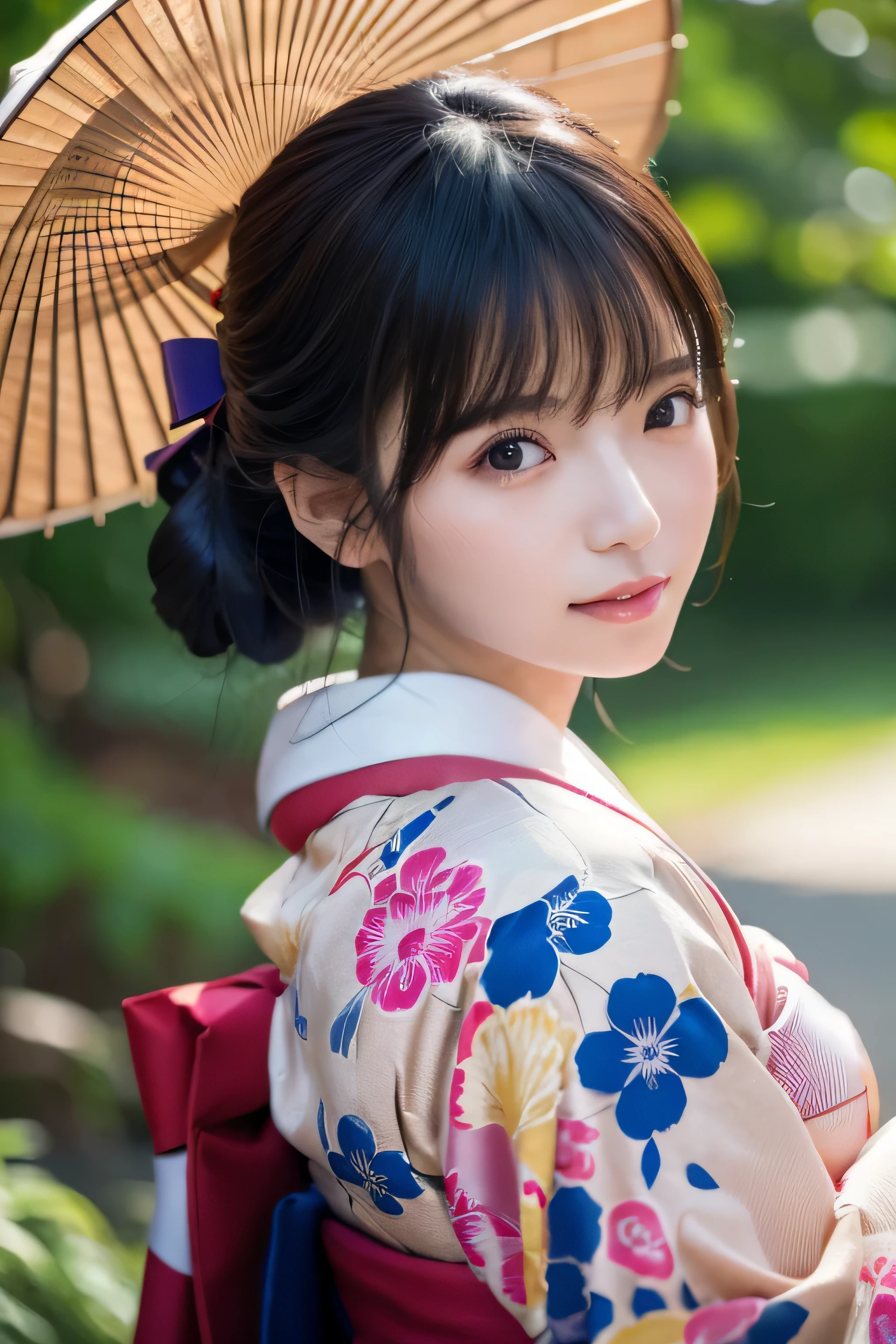 (Kimono)、((35 year old))、randome pose、(top-quality,​masterpiece:1.3,超A high resolution,),(ultra-detailliert,Caustics),(Photorealsitic:1.4,RAW shooting,)Ultra-realistic capture,A highly detailed,High resolution 16K human skin close-up、 Skin texture is natural、、The skin looks healthy with an even tone、 Use natural light and color,女の子1人,japanes,,kawaii,A dark-haired,Middle hair,,smil,,(depth of fields、chromatic abberation、、Wide range of lighting、Natural Shading、)、