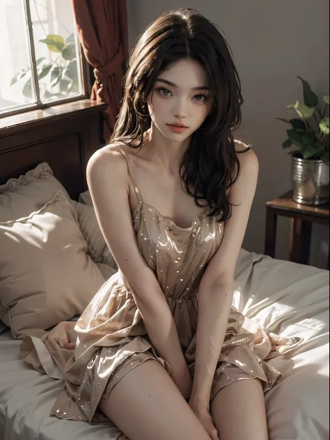 dress, Best quality, masterpiece, super high resolution, (fidelity: 1.4), original photo, 24-year-old sexy model, messy long hai...