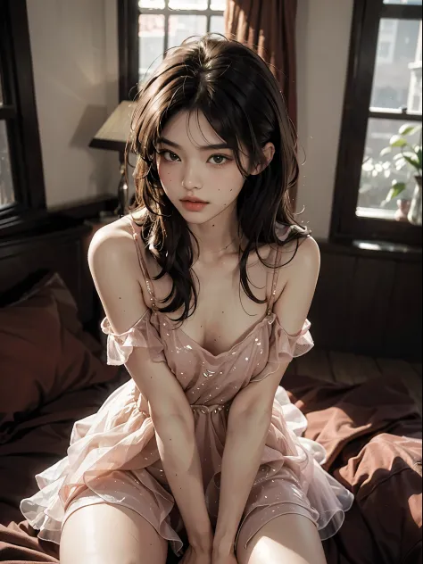 dress, Best quality, masterpiece, super high resolution, (fidelity: 1.4), original photo, 24-year-old sexy model, messy long hai...