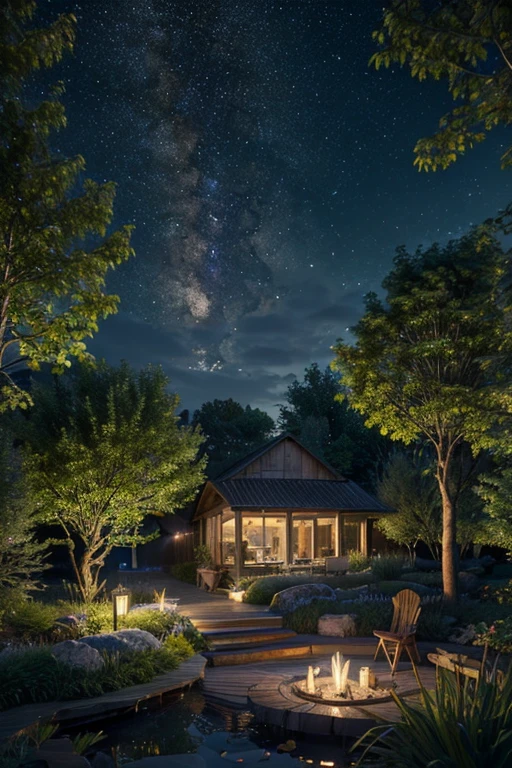 (8k, top quality, masterpiece: 1.2), (realistic, photorealistic: 1.37), super detail, wide angle of view, firefly garden, lots of small faint light and fireflies flying around, night