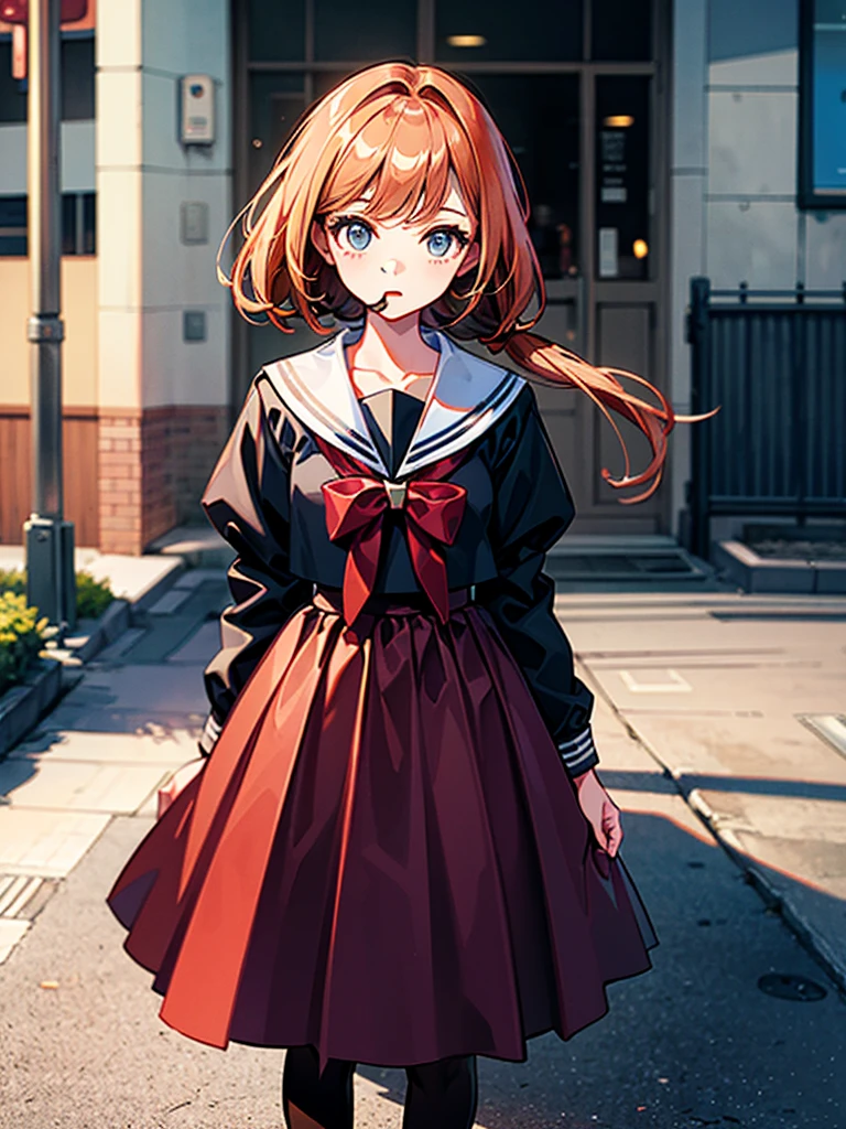 （（（masterpiece、Highest image quality、highest quality、highly detailed unity 8ｋwallpaper）））、（（Illustration of one girl））、high school girl、sailor suit、street corner
