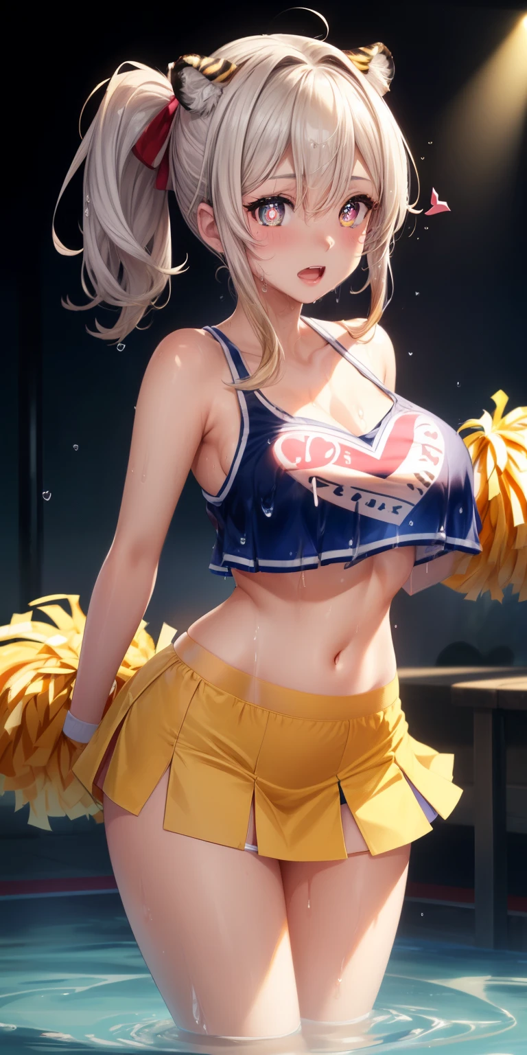 A woman in a cheerleader outfit standing in a pool - SeaArt AI