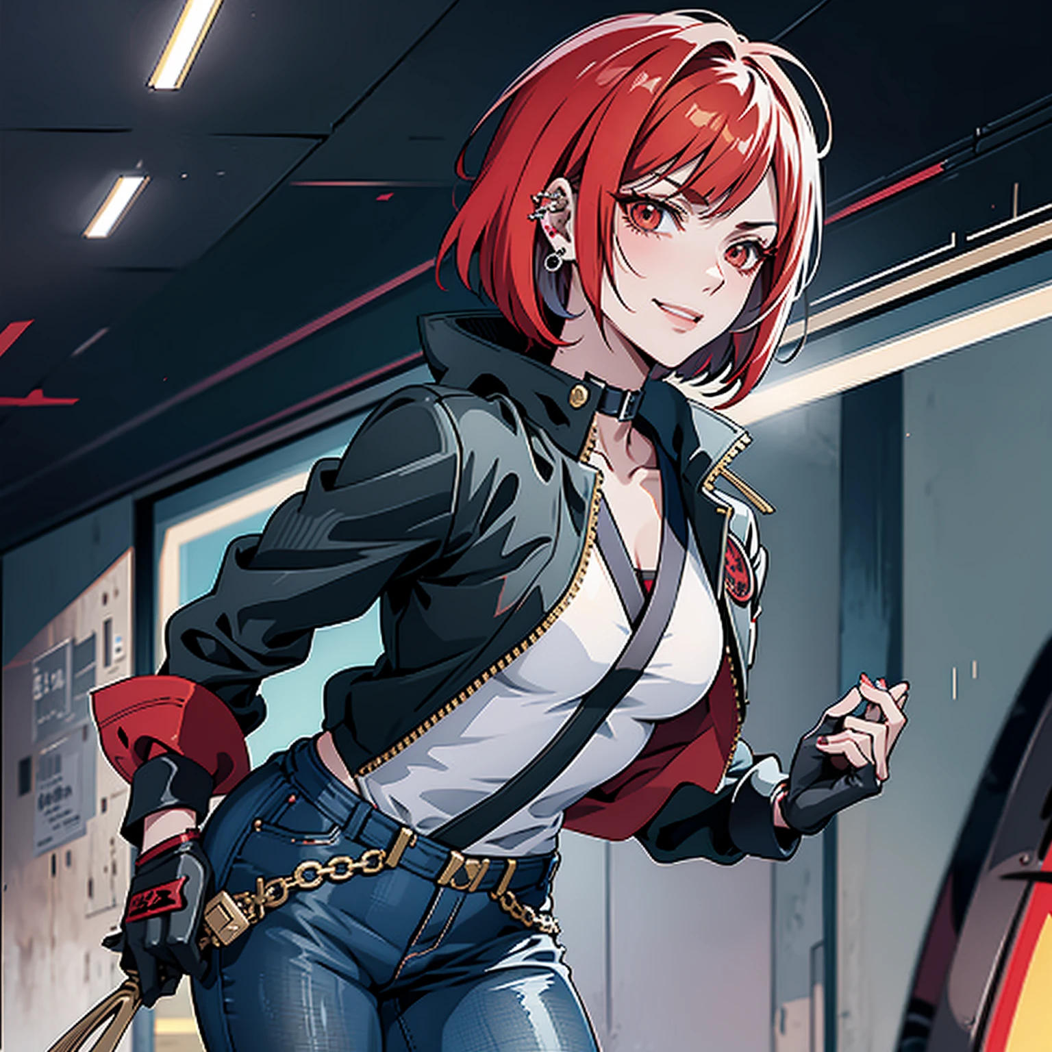 dans le style artistique de persona5 et dans le style artistique de street of rage 4, délinquant, (ils sont), mature_femelle, rougir, mature, femme plus âgée, 2, Tenue de professeur Sukeban, (1fille, seulement femelle, seulement, seulement focus)++++, foulard, ils sont teacher, ils sont Lutteer, Long_manches, open veste, blue veste,( Jean)+++, light skin tone femelle, (tout le corps)+++++, veste, biker veste, ruban adhésif, bras_soutien, gants, rouge_gants, gants de mariée, Vernis à ongle, bottes, noir_chaussure, Lutteer outfit, (tout le corps)+++++++, Sablier, visage mature, Sourire effronté, visage effronté, les rides, (rouge hair, Cheveux courts, coupe au carré, des boucles d&#39;oreilles, perçages d&#39;oreilles), rouge eyeighting art, Arts martiaux, debout, Lutteing_position, Lutte, Lutteing), Couleurs supplémentaires, 2j, Mégapixel, perfectionnisme, éclairage d&#39;accentuation, Full HD , (chef-d&#39;œuvre:1.2), (plan complet du corps:1),(tir de cow-boy:1.2), (très détaillé:1.2),(visage détaillé d&#39;anime:1.2), Coloré, Un œil détaillé, (paysage détaillé:1.2), (éclairage naturel:1.2), ((ils sont school teacher)) de Vincent Di Fate: Aide-mémoire, Plan anamorphique, Règle des tiers, visage par Artgerm et WLOP,