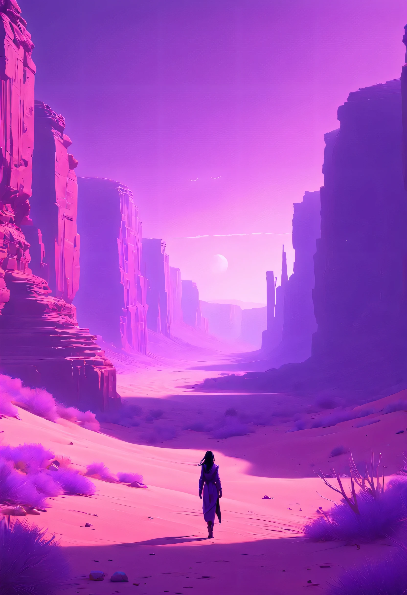 purple, by Alena Aenami, Desert Canyon, octane render, intricate, (best quality, masterpiece, Representative work, official art, Professional, unity 8k wallpaper)