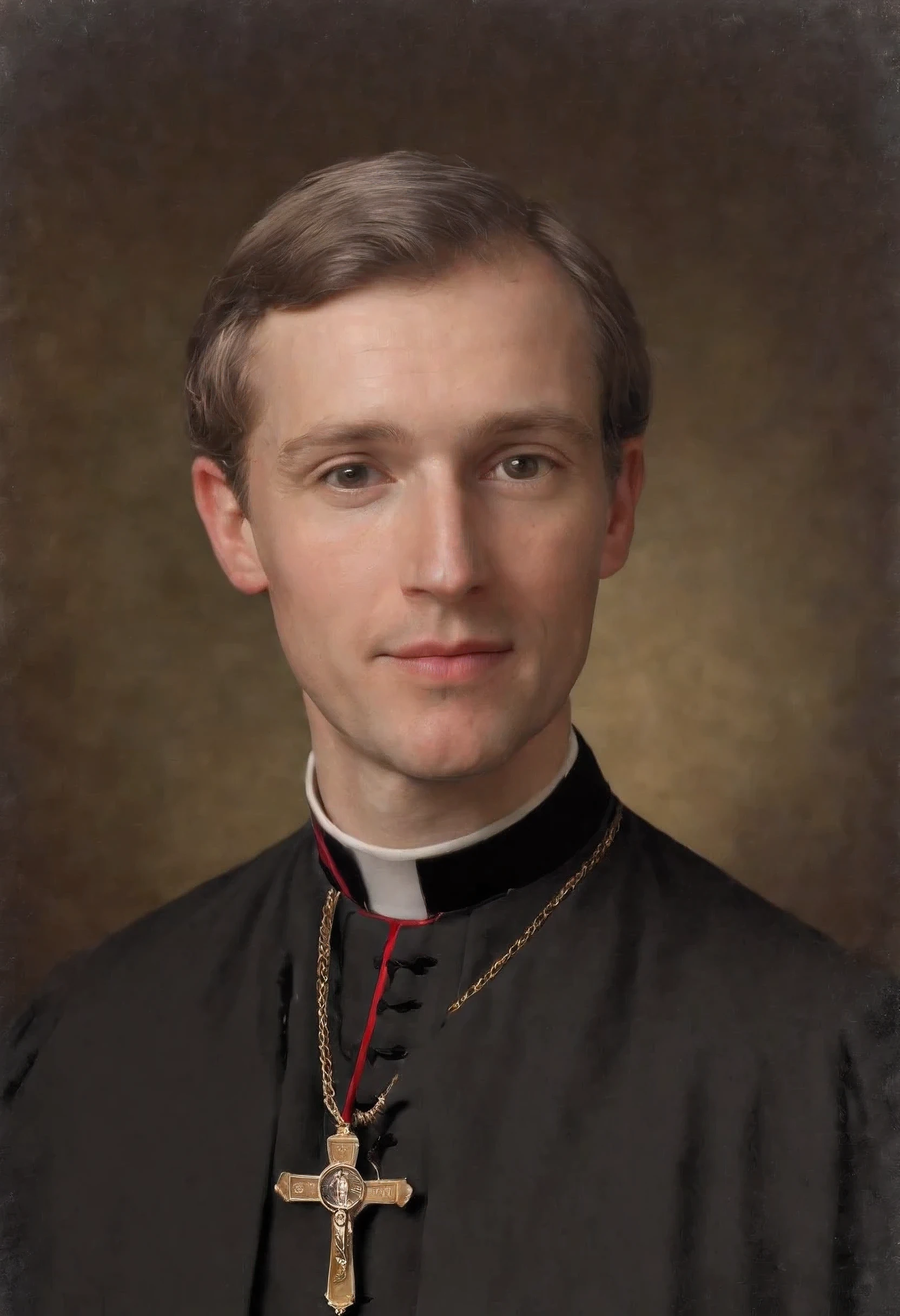 A close up of a man wearing a priest's robe and a cross - SeaArt AI