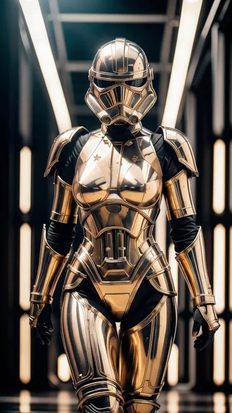 Amanda Seyfried in Star wars Stormtrooper armor, glowing lights, (dynamic pose), (hyper realistic:1.4), (realistic:1.3), (best q...