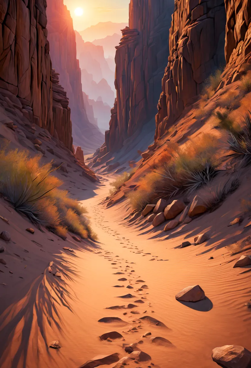 (best quality,4k,8k,highres,masterpiece:1.2),ultra-detailed,realistic:1.37,a stunning view of a desert canyon,landscape,fine-art...