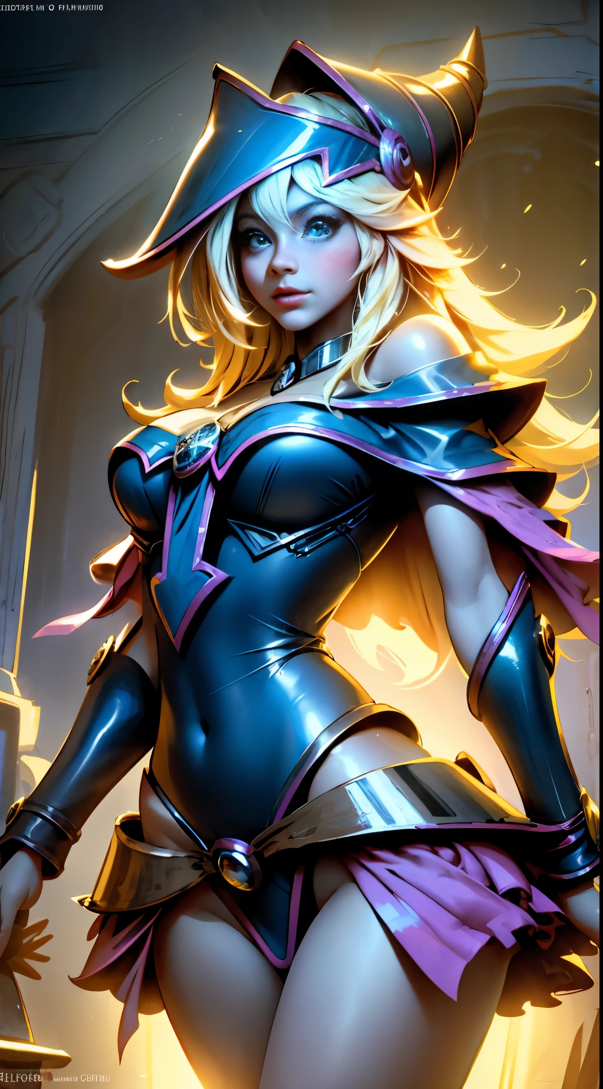 NSFW dark magician girl, glass cover, Upper part of the body, Side shot, Alternative color, masterpiece, detailed illustration, realist, Pixiv Top Quality, exquisite, {{{Cute 1dark magician girl}}}, Super beauty merging with the machine, Elaborate shabby chic pattern, Beautiful and bright woman, Half of my body is made of machine, Transparent glass body, The machine inside is transparent, cinematic lighting, Dynamic Angle, dynamic  pose, Crystal World, depth of field. Magic macaw at the bottom. Magical hearts