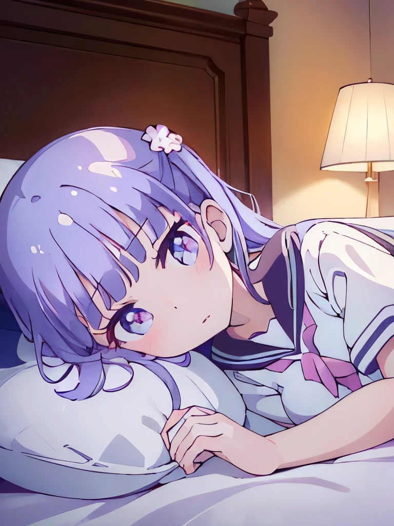 ((masterpiece)), ((best quality)), (ultra-detailed), on the bed, a cute girl, 1girl, solo, sailor suit, ((beautiful eyes))