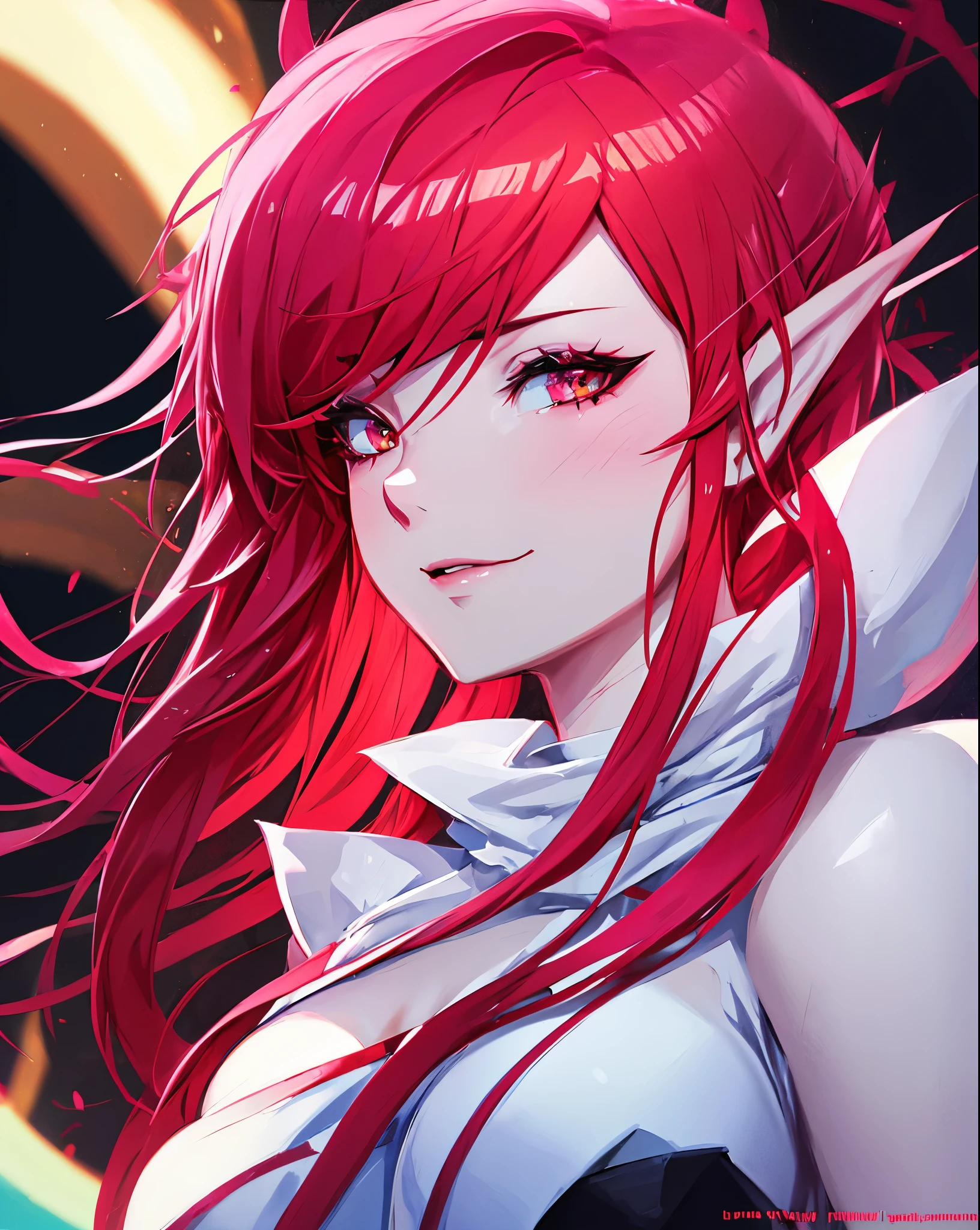 anime - style illustration of a woman with red hair, artgerm detailed, extremely detailed artgerm, rossdraws sakimimichan, rossdraws 1. 0, rossdraws cartoon vibrant, :: rossdraws, artgerm. high detail, artgerm and rossdraws, smiling softly, elf ears, elven features