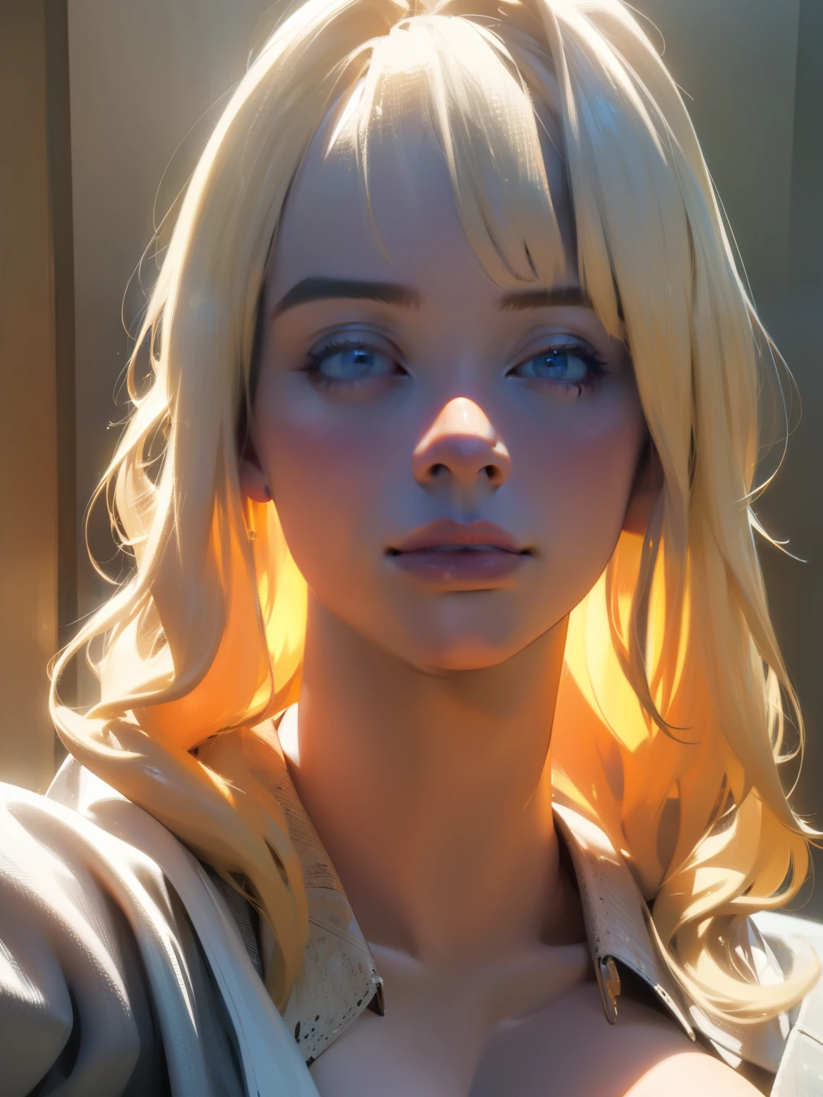 (best quality,4k,highres,masterpiece:1.2),ultra-detailed,(realistic:1.37),photorealistic,portrait, beauriful woman, blonde braids and blue eyes, blonde woman, sexy face, selfie, cleavage, blonde, thick lips