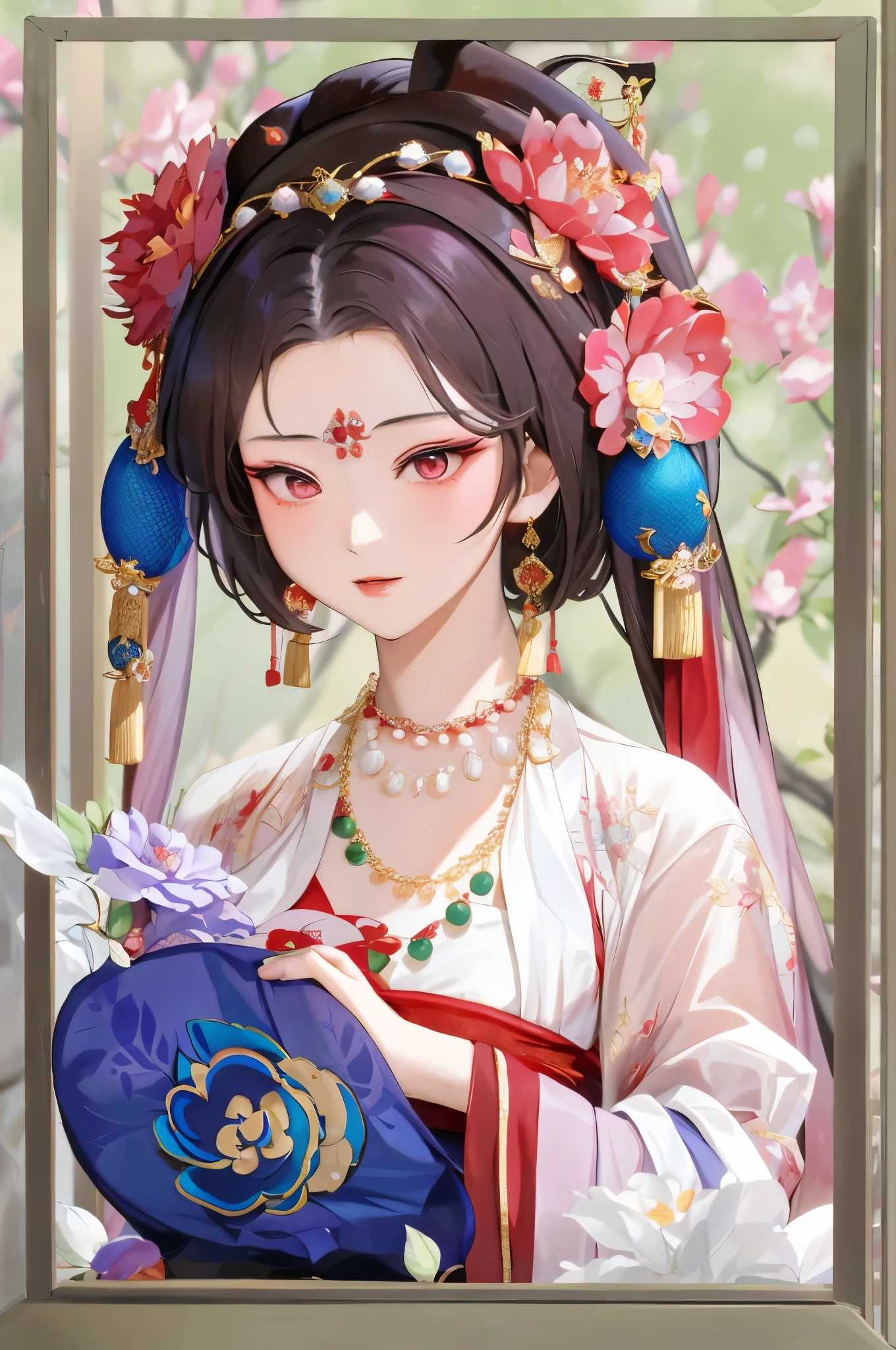 正确的光影，丰富的细节，a close up of a woman with a necklace and a necklace, a beautiful fantasy empress, ((a beautiful fantasy empress)), inspired by Lan Ying, palace ， a girl in hanfu, chinese empress, inspired by Qiu Ying, inspired by Pu Hua, ancient chinese princess, inspired by Jin Nong, ancient china art style, inspired by Ju Lian