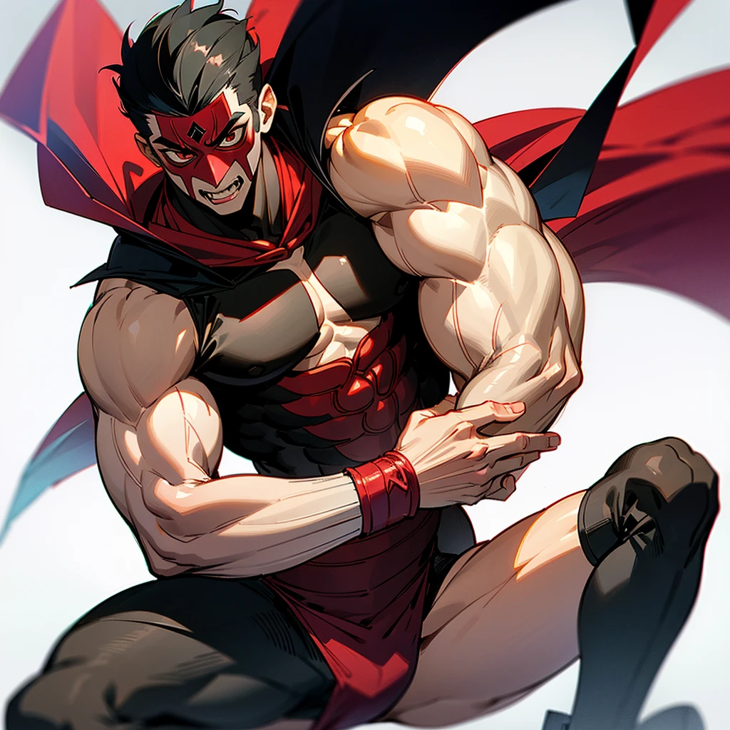 Muscular vampire, Mexican wrestler, the black bat Highest image quality -  SeaArt AI