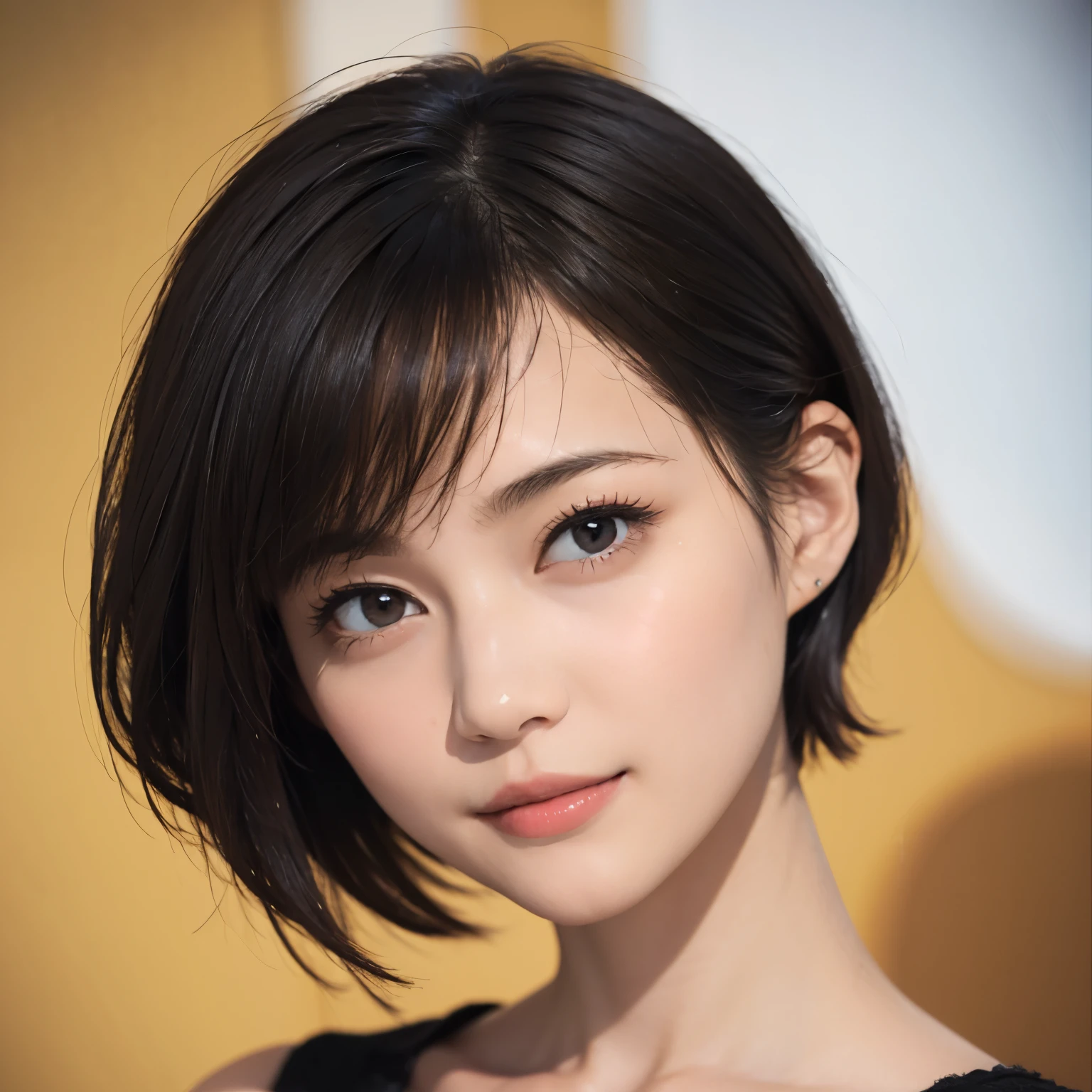 143
(20 year old woman), (surreal), (High level image quality), ((beautiful hairstyle 46)), ((short hair:1.46)), (gentle smile), (breasted:1.1), (lipstick)