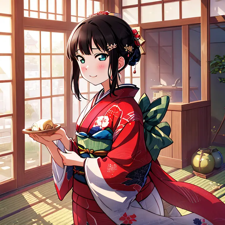 {best quality}, {very aesthetic}, {ultra-detailed}, {best illustration}, japanese kimono, 黒髪