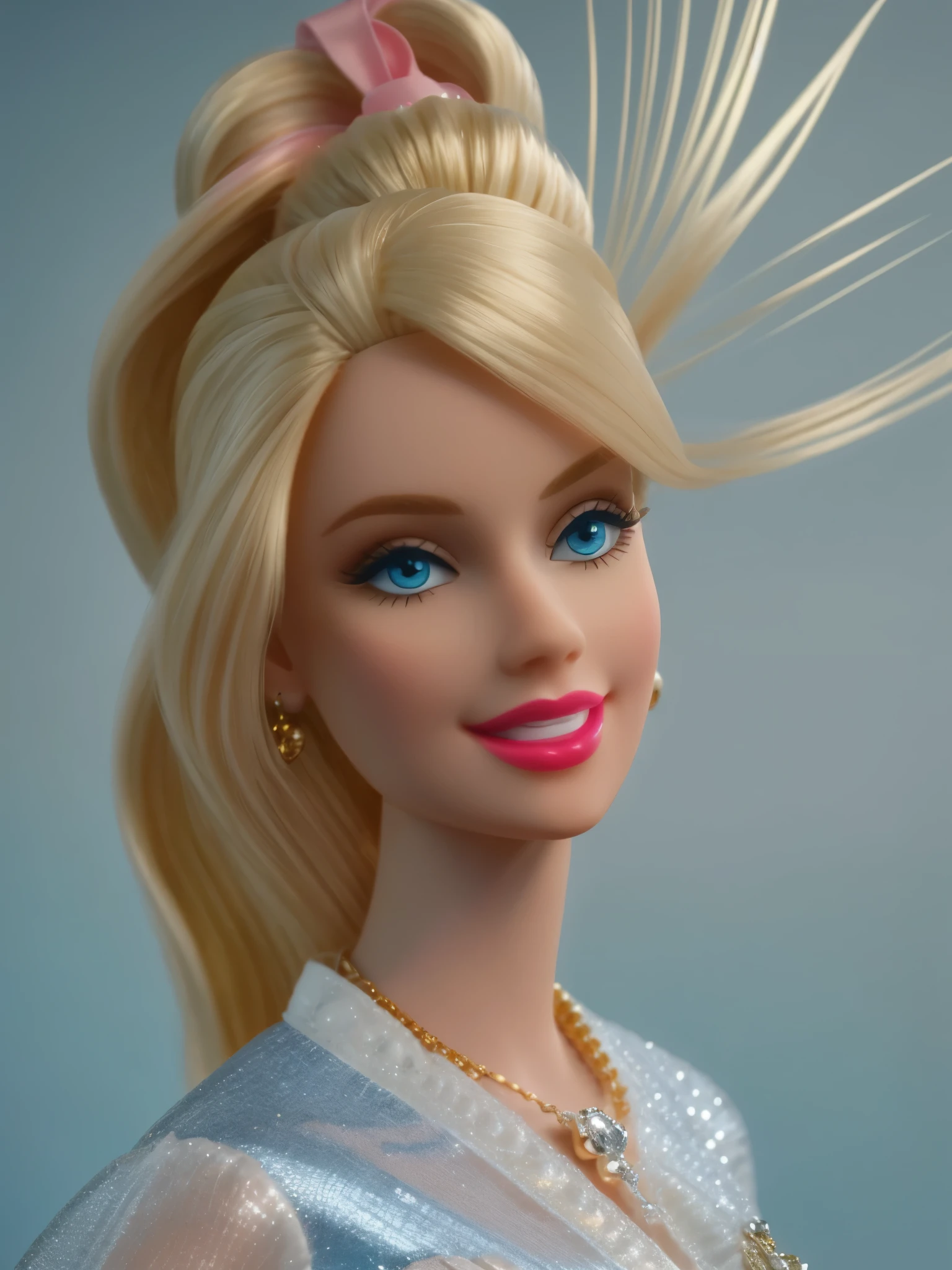 Barbie doll with blonde hair and blue eyes wearing a tiable - SeaArt AI