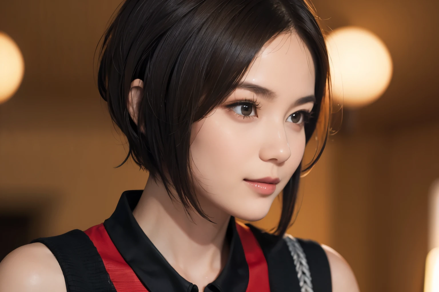 143
(20 year old woman), (surreal), (High level image quality), ((beautiful hairstyle 46)), ((short hair:1.46)), (gentle smile), (breasted:1.1), (lipstick)