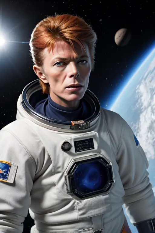 ((best quality)), ((masterpiece)), (detailed), perfect face
David Bowie as Major Tom in an space suit
