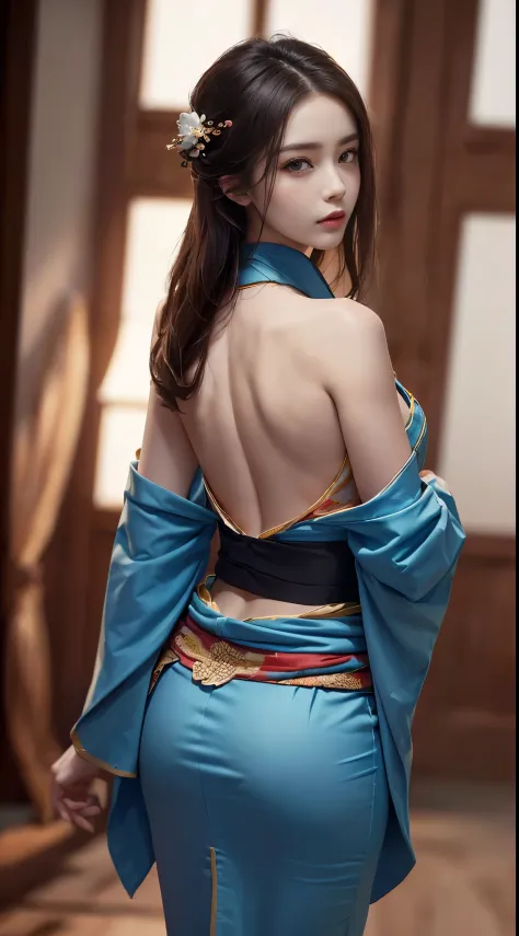 (Beautiful model in Chinese kimono commercial, beautiful long straight white hair), alone, ((The face  80% beauty and elegance, ...