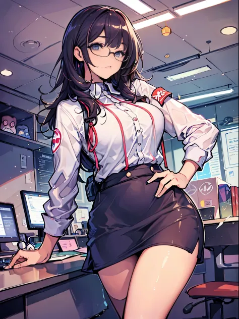 officeレディ, glasses, Tight skirt that fits perfectly, big breasts, office,