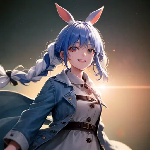 (shape: Used Pecora), Bunny girl, blue hair, twin braids, girl, alone, {{masterpiece}}, highest quality, Highly detailed CG Unit...