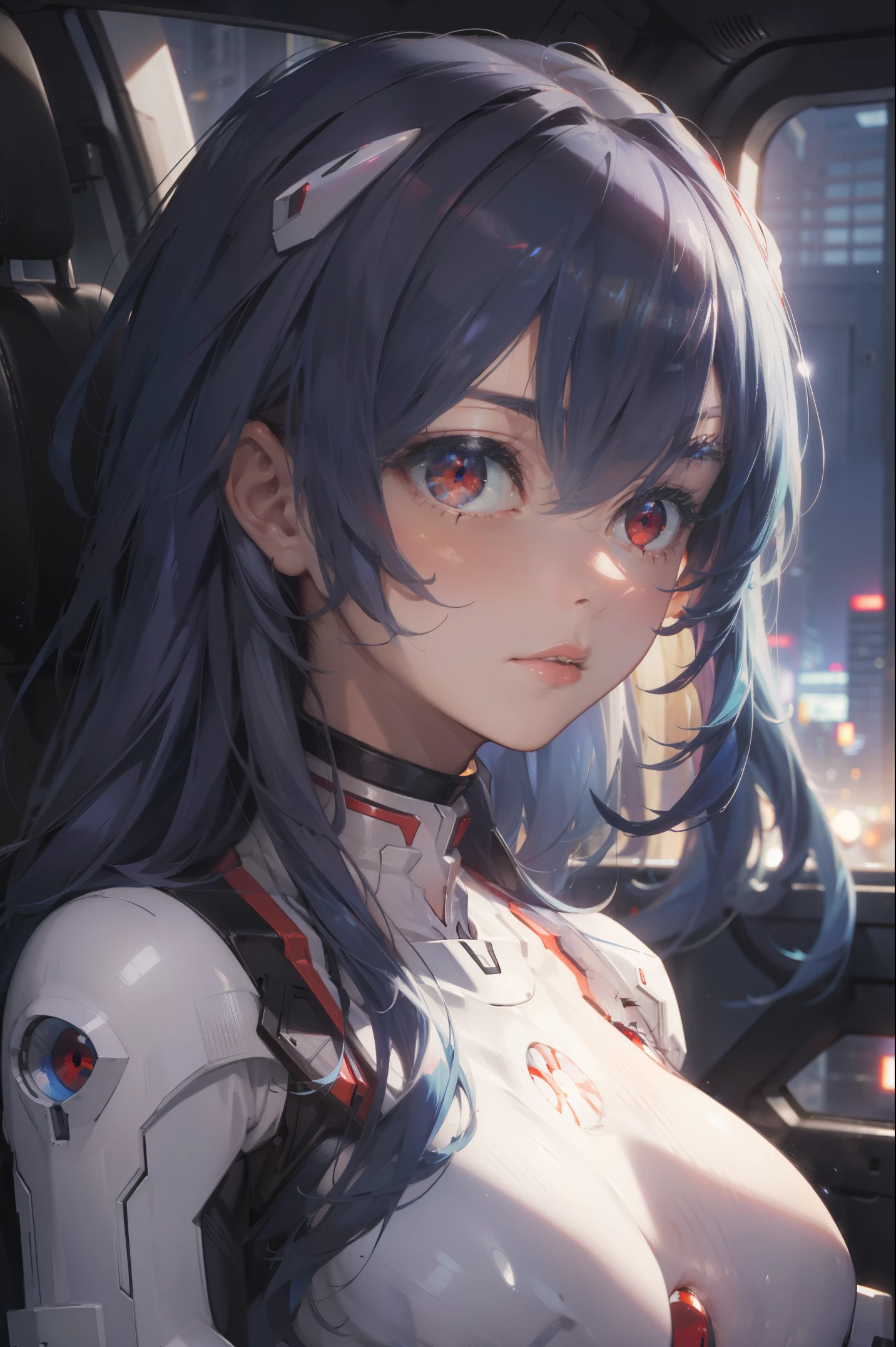 reiayanami, rei ayanami, Cheveux bleus, cheveux longs, (les yeux rouges:1.5),
casser bodysuit, couvre-chef, plugsuit, Body blanc,
casser outdoors, Ville,
casser looking at viewer, 
casser (chef-d&#39;œuvre:1.2), Meilleure qualité, haute résolution, unité 8k fond d&#39;écran, (illustration:0.8), (Beaux yeux détaillés:1.6), visage extrêmement détaillé, éclairage parfait, CG extrêmement détaillé, (des mains parfaites, Anatomie parfaite),