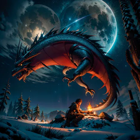 Totem ShootingStar The dragon sleeps in the forest, curled up in a kolachik,lying on its belly, The head lies on the snow nebula...