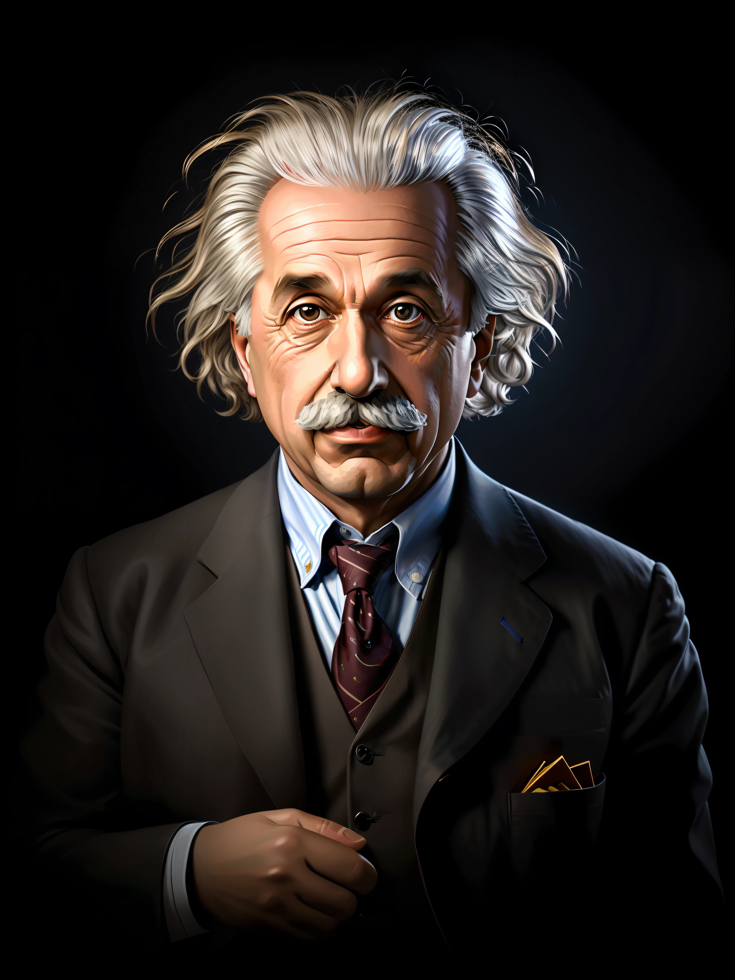 Image d’un homme avec une moustache et un costume, Portrait d&#39;Albert Einstein, Portrait d&#39;Einstein, Albert Einstein, Einstein, inspiré par Yousuf Karsh, photo de portrait réaliste, photo de portrait, portrait de haute qualité, Portrait NFT, portrait vfx très détaillé de, portrait ultra détaillé, portrait ultra réaliste, portrait réaliste en studio, illustration de portrait épique