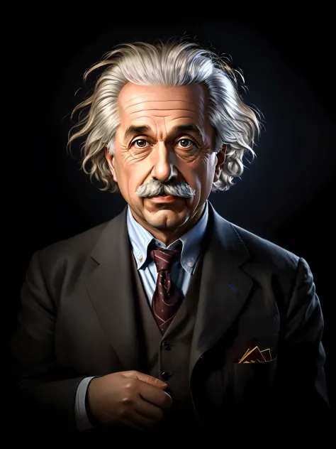 imagem de um homem com bigode e terno, Retrato de Albert Einstein, Retrato de Einstein, albert einstein, Einstein, inspirado em ...