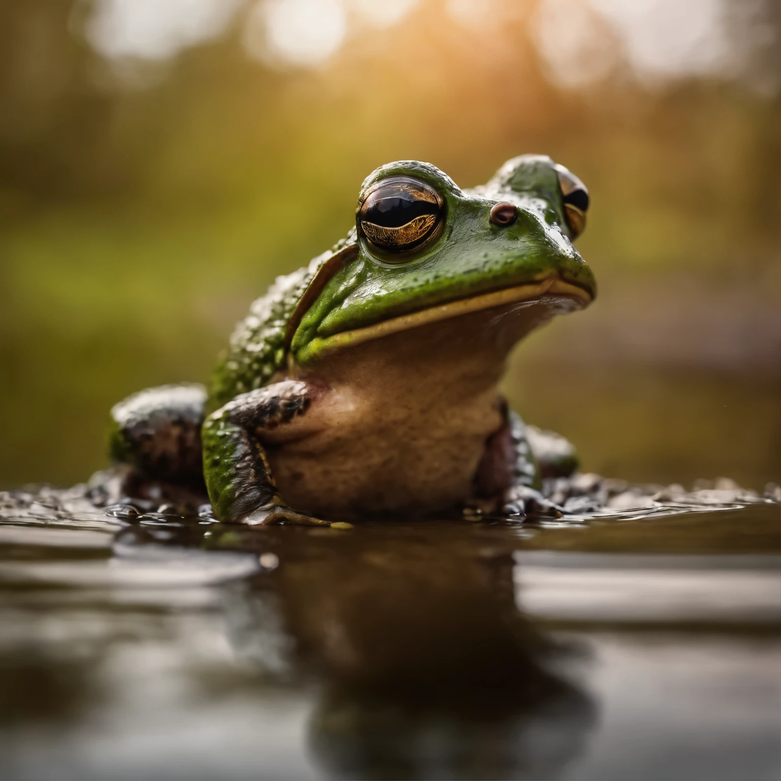 Ultra realistic frog sitting at a pond - SeaArt AI